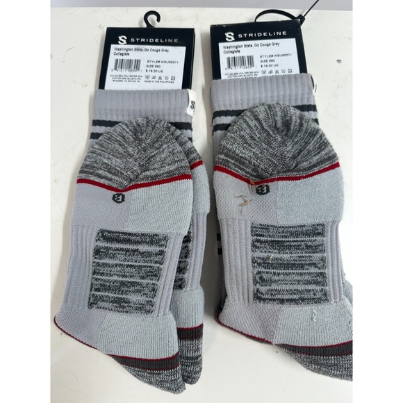 Lot Of 2 Strideline Washington State Cougars Go Cougs Socks‎ Gray Size 6-12 NWT - Picture 2 of 9